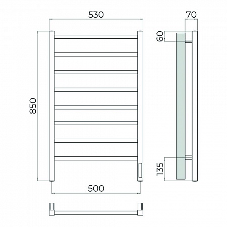 Ватикан П8 500х850 Электро (quick touch) Полотенцесушитель TERMINUS Сатин Азов - фото 4