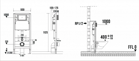 Сенсорная система инсталляции для подвесного унитаза 500х1125 (3 в 1) Terminus Азов - фото 9