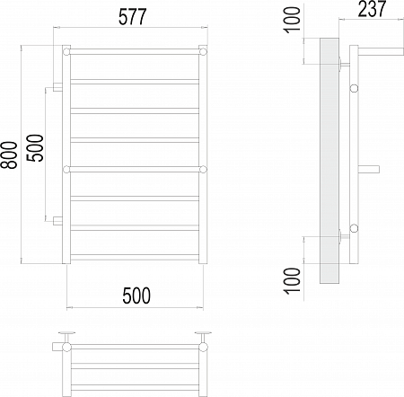 Аврора с 2-мя/п П8 500х800 бп500 слева Полотенцесушитель TERMINUS Азов - фото 3