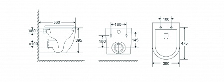 Подвесной унитаз безободковый Terminus Енисей Monolit 560х390 белый Азов - фото 8