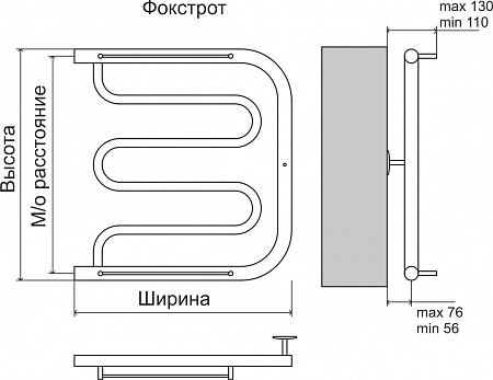 Фокстрот AISI 32х2 500х500 Полотенцесушитель  TERMINUS Азов - фото 3