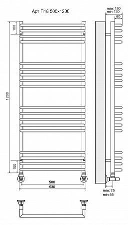 Арт П18 500х1200 Полотенцесушитель  TERMINUS Азов - фото 3