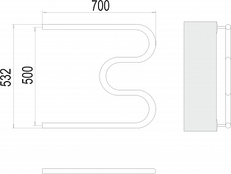 М-обр AISI 32х2 500х700 Полотенцесушитель  TERMINUS Азов - фото 3