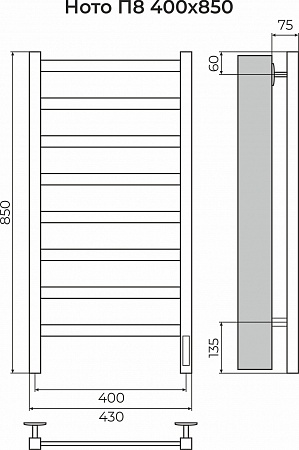 Ното П8 400х850 Электро (quick touch) Полотенцесушитель TERMINUS Азов - фото 3