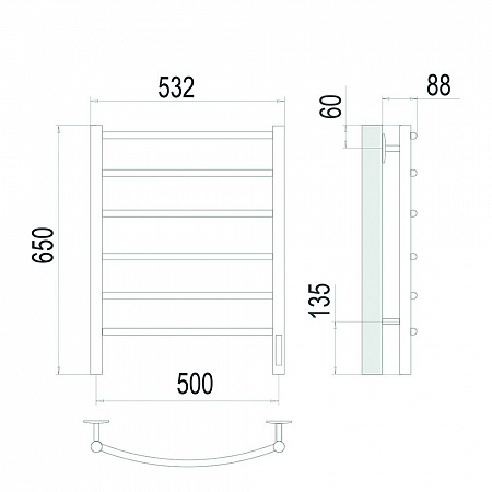 Классик П6 500х650 Электро (quick touch) Полотенцесушитель TERMINUS Сатин Азов - фото 4