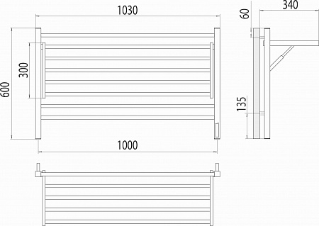 Горизонт П8 1000х600 электро КС ЧЕРНЫЙ МУАР (sensor quick touch) Полотенцесушитель TERMINUS Азов - фото 5