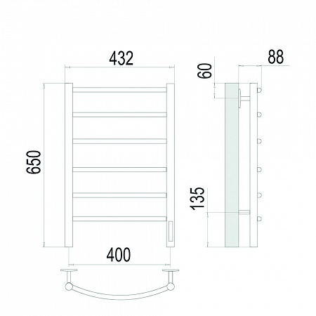Классик П6 400х650 Электро (quick touch) Полотенцесушитель TERMINUS Сатин Азов - фото 4