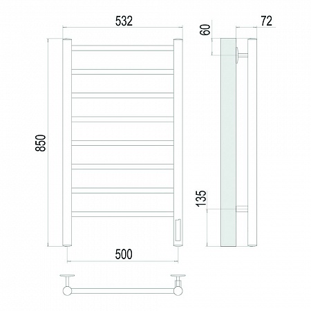 Аврора П8 500х850 Электро Полотенцесушитель TERMINUS Брашированное золото Азов - фото 4